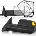 AUTOSTARSHIP Pair Power Heated Towing Mirrors Compatible with 2009-2018 Dodge Ram 1500 2500 3500/ 2019-2024 Ram 1500 Classic w/ LED Turn Signal Light Side Mirror Temperature Sensor (Black)