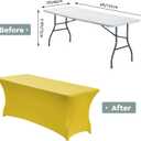 CWK 4FT Waterproof Stretch Spandex Table Cover for Rectangular Tables - Elastic Fitted Tablecloth for Folding Tables,Wrinkle Resistant Table Cloth for Parties, Weddings, Banquets & Events (Yellow)