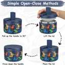 Pawtong 12oz Insulated Vacuum Food Jar with Buckle Lid Wide Mouth Soup Thermo for Hot Food Kids Leakproof Stainless Steel Lunch Container (Blue-Dinosaur)