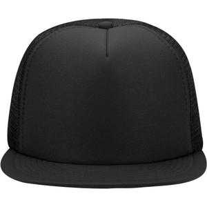 OTTO SNAP Round Flat Visor High Crown Mesh Back 5 Panel Trucker Snapback (One Size, Black)