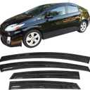 IKON MOTORSPORTS Window Visor Compatible with 2010-2015 Prius, Mug Acrylic Smoke Tinted & Semi-Transparent Sun Rain Shade Guard Wind Vent Air Deflector