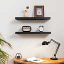 Fun Memories Handcrafted European Pine Floating Shelves - Natural Rustic Wooden Wall Shelf Set of 2-24 Inch Storage Shelf Display Shelf for Kitchen Bathroom Living Room Bedroom Farmhouse - Black