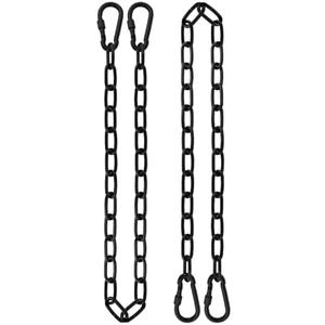 2 Pack 44in Hanging Chair Chain with 4 Carabiners, 500LB Capacity Hanging Kits Heavy Duty Hanging Chair Hardware for Hammock Swing Punching Bags Sandbag Indoor Outdoor Yoga Gym (Black,44in)