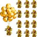 Balloon weights, 12 pieces, aluminum foil, suitable for birthday parties, gatherings, weddings, dinners and other occasions, weight 0.36lb (Gold 12pcs)
