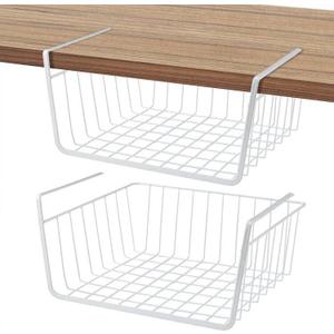 Under Shelf Basket Undershelf Storage Basket Pantry Shelf Organizer Metal Under Cabinet Shelf Hanging Storage Bin Slides Cabinet Shelves for Kitchen Pantry Storage Space Saving