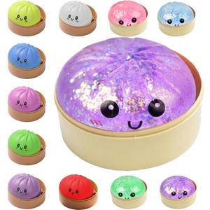Dumplings Squishy Mystery Mini Dumplings Squishy Stress Balls Fidget Sensory Toy Soft Squeeze Decompression Dough (Purple-A)