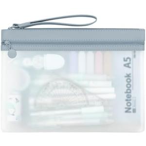 Clear Pencil Pouch, A5 Pencil Case Pouch with Zipper, Lagre Pencil Case with Double Pockets, Durable and Waterproof, Pencil Pouch for Office School Supplies Makeup Travel Accessories, 1 Pack (Blue)