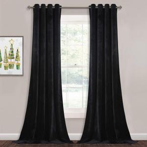 StangH Black Curtains 94 inches Long Luxury Velvet Blackout Living Room Curtains Thermal Insulated Noise Reducing Window Drapes for Home Theater Office, W52 x L94, 2 Panels