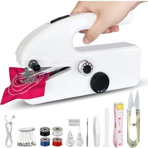 Handheld Sewing Machine - Portable Mini Sewing Machine with Accessories Kit for Beginners DIY (white)