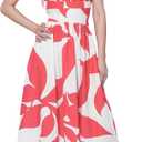 Womens Cut Out Dress - Floral Sleeveless Casual Beach Maxi Dresses, Lightweight Flowy Crewneck Sundress (XX-Large, Red)