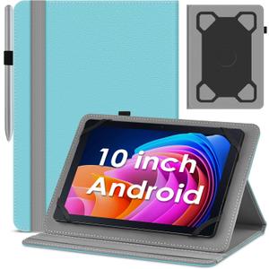 DETUOSI Universal 10 Inch Tablet Case,10.1 Inch Android Tablet Cover, Protective Folio Stand Case for 9.6-10.5 Inch Tablet, PU Leather Tablet Cover for 10.1 Inch Tablet Android (Sky Blue)