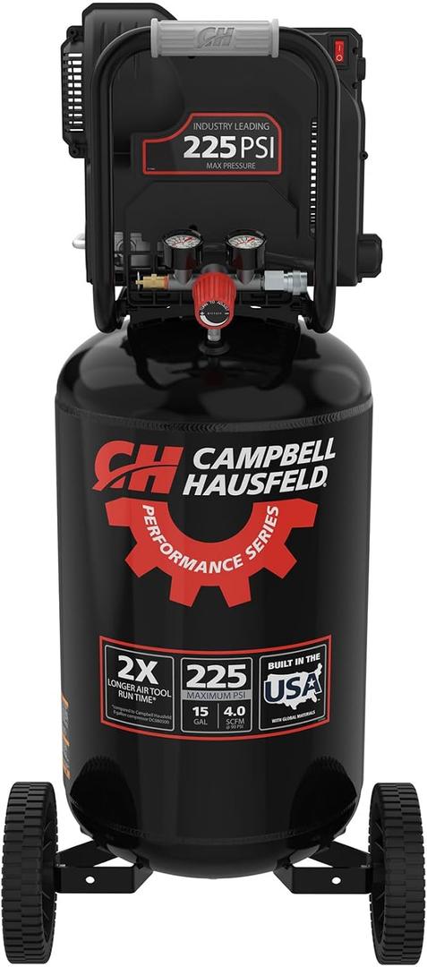 Campbell Hausfeld 15 Gallon Vertical Air Compressor, 225 PSI, OilFree