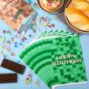 50pcs Pixel Birthday Party Favors Bags, Video Game Theme Happy Birthday Gift Treat Bag Pixel Party Favors for Decoration Candy Goodie Gift Snack (Green & Brown)
