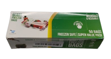Freezer Bags Quart Size Resealable 50 count