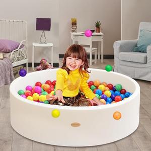 HARBOLLE Baby Ball Pit 47.2" Soft Round Memory Foam Ball Pits NOT Included Balls Indoor Outdoor Playpen for Babies Toddlers Kids Great Gift for Girls Boys, White