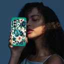 Hekodonk for Galaxy S25 FE Case,Three Layer Heavy Duty Shockproof Protection Hard Plastic+Soft Silicone Full Body Drop Protective Case for Samsung Galaxy S25 FE 6.7 inch,All Green Flower