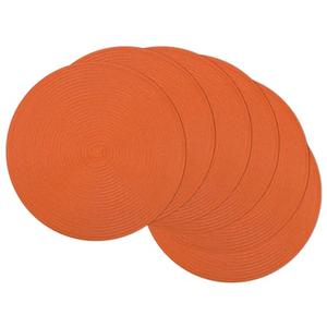 SHACOS Round Placemats Set of 6 Polyester 15 inch Round Braided Place Mats Washable Non Slip Kitchen Dining Table Mats Autumn Fall Placemats Decor, Bright Orange