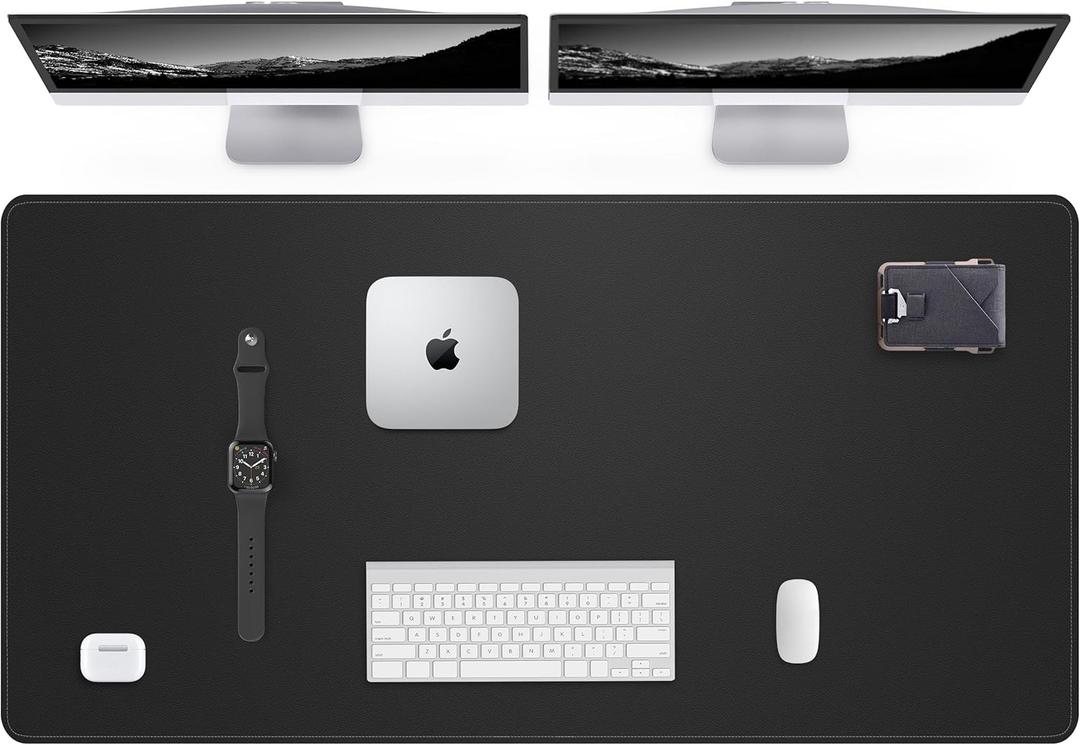 Leather Desk Pad Protector,48"x24" - Premium Desk Mat, Large Mouse Pad,Non-Slip Desk Blotter,Waterproof Desk Writing Pad for Office and Home(Black) (48" x 24")