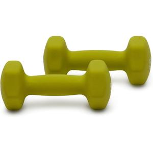 Amazon Basics Neoprene Dumbbell Hand Weights for Workout and Exercise, Hexagon Shape, 5 Pounds, Pair, Green
