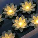 LACGO 12 PCS Waterproof Floating Lotus Light - Floating Flower Light Battery Operated Water Activated Warm White Pool Flower Lamp Wedding,Anniversary,Garden Decoration