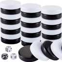 Skylety 30 Pcs Backgammon Pieces Checkers, 1.25 Inch Replacement Checkers Board Game Playing Game Chips with 5 Dice(Black and White)