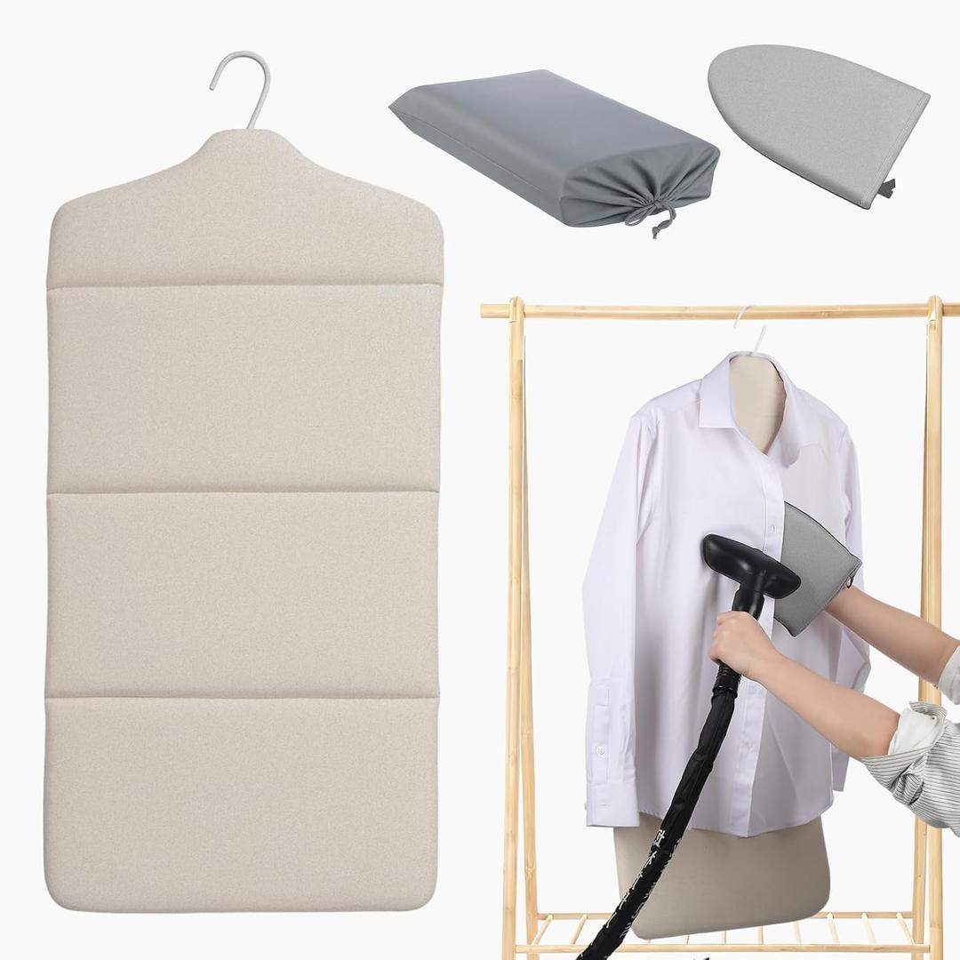 Foldable Steam Board with Ironing Glove and Storage Bag 36" x 16" Foldable Steam Board 360 Rotating Hook for High Pressure Clothes Steaming Standing Steamer for Home and Travel Use
