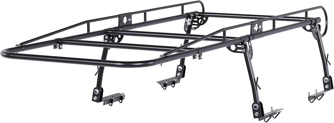 ALMULOO Adjustabl Truck Ladder Rack 60" W x 138" L x 34" H Universal Truck Pickup Bed Contractor Rack Heavy Duty Steel Lumber Utility Kayak Rack 1000lbs