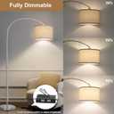 Floor Lamp for Living Room, Dimmable Arc Floor Lamp with Adjustable Head, Silver Finish Modern Pole Lamp, Over Couch Tall Standing Hanging Lights for Reading, Bedroom, Office, 9W 3000K Bulb Included