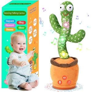Dancing Talking Cactus Baby Toys 0-6 3-6 6-12 12-18 Months, Toddler Boys Girls Gifts for 2 3 4 5 6 7 8 9 10 Month Old Baby Toy Singing Mimicking Recording Repeating What You Say with 120 English Songs