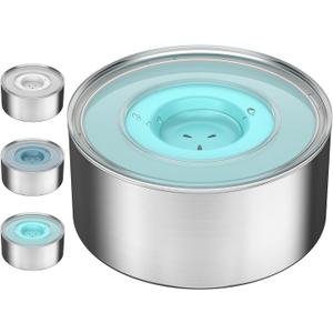 1Gallon Slobber Stopper Water Bowl for Dogs, US Patented Splash-Proof Paws Lid, 18/8 Stainless Steel, Anti-Slip Base, No Spill for Messy Large Medium Dogs, Ear Protection for Floppy-Eared Breeds (Sky Blue)