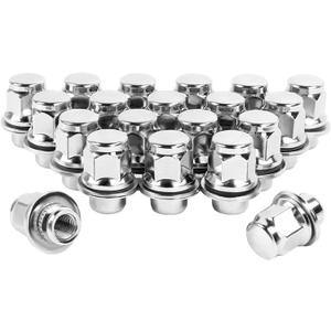 M12x1.25 Lug Nuts with Mag Flat Seat 20 pcs Compatible with Q70 Q45 Q50 G37 I30, 350Z 370Z 200SX 13/16" 21mm Hex 1.46x1.18 Chrome Wheels Lug Nuts