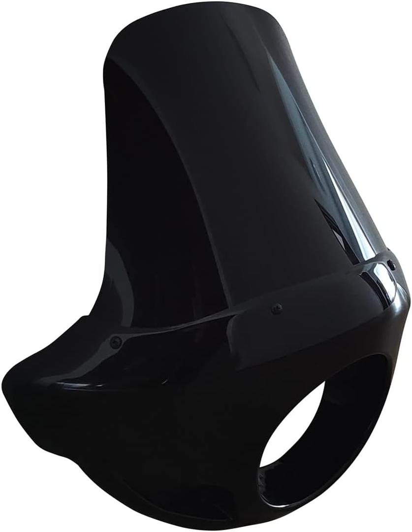 FATECIM Motorcycle 5.75 Headlight Fairing Cover 17 Tall Touring Sport Windshield with 35-49MM Fork Clamps Universal for Harley Suzuki Honda Yamaha Kawasaki Chopper Bobber Cafe Racer (Gloss Black)