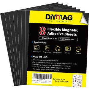 DIYMAG 8Pack Magnetic Adhesive Sheets, Magnetic Sheets with Adhesive Backing, 8x10 Inch Flexible Magnet Sheets for Crafts Photos and Die Storage Easy to Cut