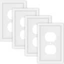 White Decorative Outlet Cover Wall Plates, Classic Switch Plates and Outlet Covers, Natural Bamboo Fiber Wall Plates for Electrical Outlets, Duplex Receptacle Cover - 2 Pack