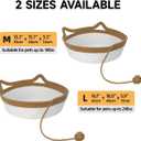 Cotton Rope Woven Cat Bed, Pet Sleeping Bed with a Playing Rope Ball, Foldable Sleeping Basket for Cats, Puppies, Rabbits and Small Pets (Large, Brown & Beige)