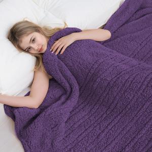 Electric Heated Blanket 6 Heating Settings & 10H Auto Off Full 7284 Double Sided Plush Sherpa Ultra-Soft Warm Thick, Machine Washable, Fast Heating, Home Office, Dark Purple