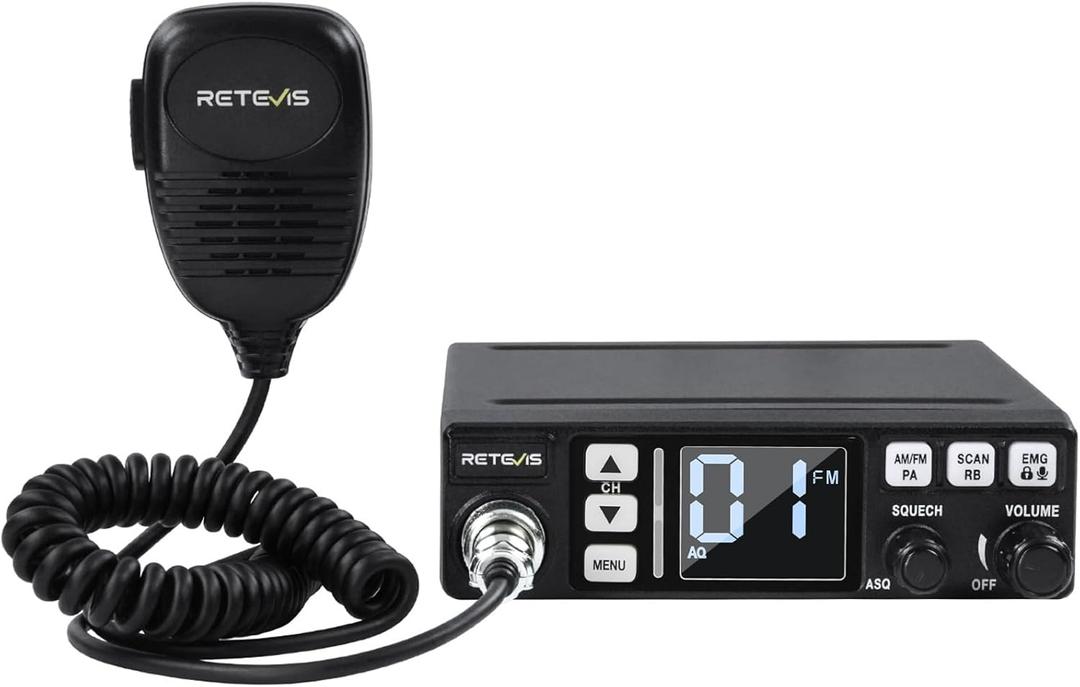 Retevis MB3 AM/FM CB Radio Dual-Mode, Public Address (PA) Function, Automatic Noise Limiter, 40-Channel Fixed-Mount, Easy to Operate, Long Range CB with External Speaker Jack for Truckers Emergency