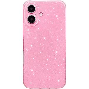 Hython Case for iPhone 16 Plus Case Glitter Cute Sparkly Shiny Bling Sparkle Phone Cases 6.7", Thin Slim Fit Soft TPU Bumper Shockproof Rubber Protective Cover for Women Girls Girly, Bright Pink