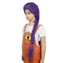 Yuehong Long Kid Purple Braided Anime Cosplay Wig Cartoon Movie Role Wig Heat Resistant Synthetic Fibers Soft Durable Breathable Costume Hair, 19 to 22 inches (48 to 56 cm)