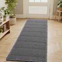 H.VERSAILTEX Waffle Bath Mat Super Absorbent Bathroom Mats Non Slip Bath Rugs for Bathroom Floor Machine Washable Dry Fast Bathroom Rugs for Beside Tub, 24" x 60", Grey