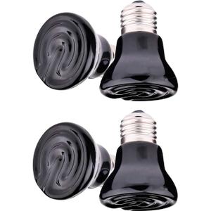 4-Packs 50W Black Ceramic Heat Lamp Mini Reptile Heat Lamp Bulbs E26/E27 110V Infrared Reptile Heat Emitter Heater Lamp Bulb No Light Lamps for Lizard Brooder Coop Aquarium Lizard Turtle