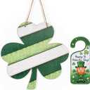 HAYVAN St Patricks Day Door Decorations Set - Wooden Shamrock Sign & Hanging Door Knob Handle Decor (Lucky Irish Happy St. Patrick's Day Wreath), Hanging Decoration for Front Door and Wall Decor