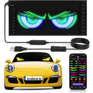 Devil Eyes Light for Cars, 10.6"4.7" Ultra Thin LED Soft Screen Bluetooth APP Control, Dynamic Double Row LED Display Panel, Custom Text Animation Eyes for Car Windshield