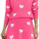 Tankaneo Womens Skirt 2 Piece Sweater Set Long Sleeve Crewneck Sweaters Pleated Mini Skirt Knit Lounge Sets (Small, 01 Pink)