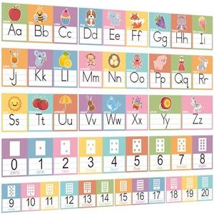 Boho Alphabet Line Bulletin Board Set ABC Number 0-20 Wall Decorations for Pre-School Kindergarten Elementary Classroom Nursery Homeschool