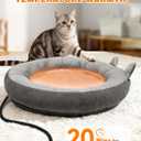 Heated Cat Bed for Indoor Pets  Constant Temperature 100.4-107.6 Donut Cat Heating Pad with Chew Resistant 87 Inch Cord, Washable Cover, Cozy Round Pet Bed for Small Cats Kittens Dogs