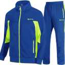 TBMPOY Men's Tracksuits Sweatsuits for Men Sweat Track Suits 2 Piece Casual Athletic Jogging Warm Up Full Zip Sets (XL, 03 Royal Blue+green)