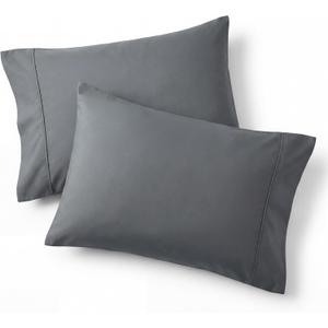 Bedsure Pillow Cases Queen Set of 2 - Dark Grey Double Brushed Microfiber Pillowcases 2 Pack, Super Soft Cooling Pillow Case Covers with Envelope Closure for Kids, Wrinkle, Fade Resistant, 20"x30"