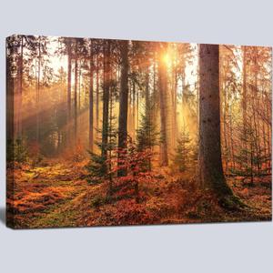 msspart Mystery Forest Light Wall Art, Nature Landscape Pictures Canvas Prints Wall Decor, Autumn Trees Paintings Hang for Office Bedroom, Bathroom, Living Room for Home Decoration - 24x36 (36L" x 24W")
