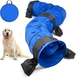 28 in 18 Foot Blue Extra Large Dog Agility Tunnel with Sandbags